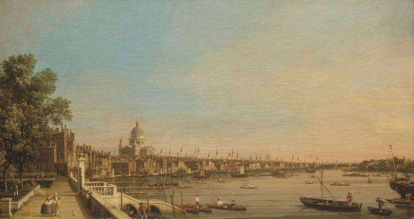 De Theems vanaf het terras van het Somersethuis, kijkend naar St. Paul's, Canaletto van Meesterlijcke Meesters