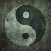 Yin und Yang Symbol Grunge dunkel graugrün