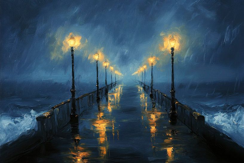 Nacht am Pier von Poster Art Shop