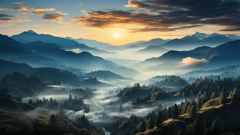 Fog in the Jura Mountains in the morning at sunrise by Animaflora PicsStock