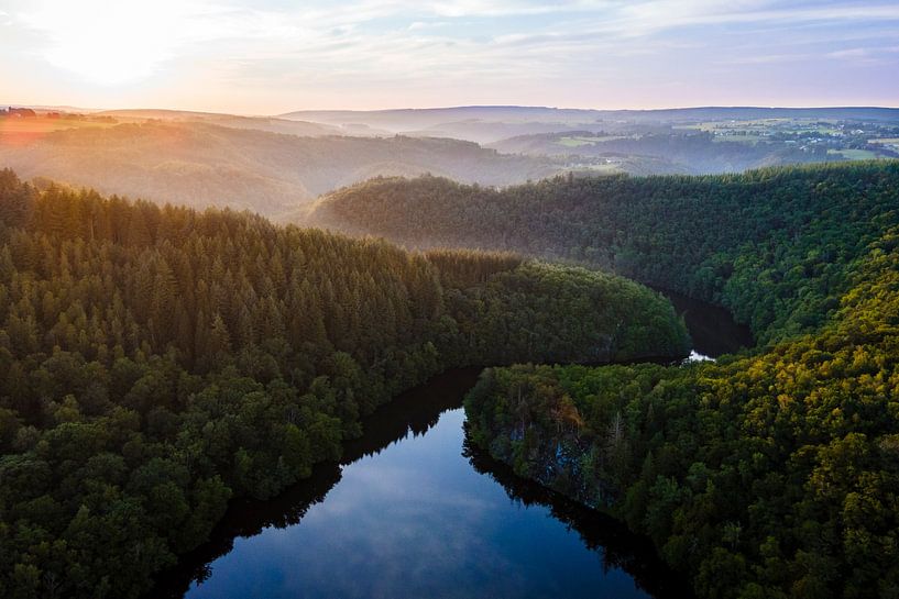 L&#039;Ourthe meandering through Ardennes forests by Luc van der Krabben