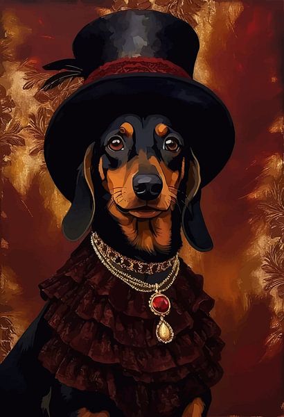 Dackelhund im viktorianischen Kleid von MIROKKU
