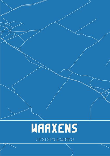 Blueprint | Carte | Waaxens (Fryslan) par Affiches de lieux