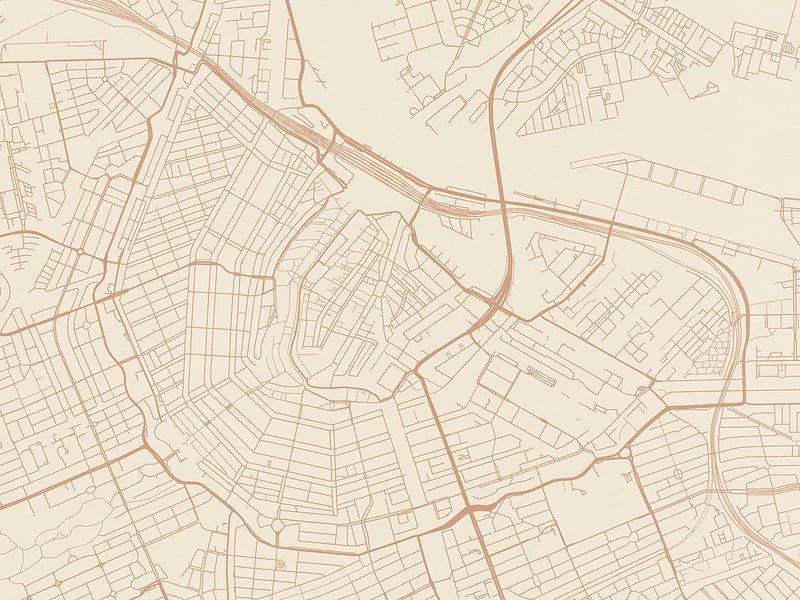 Terracotta-Stil Karte von Amsterdam Centrum von De Kaartenwinkel