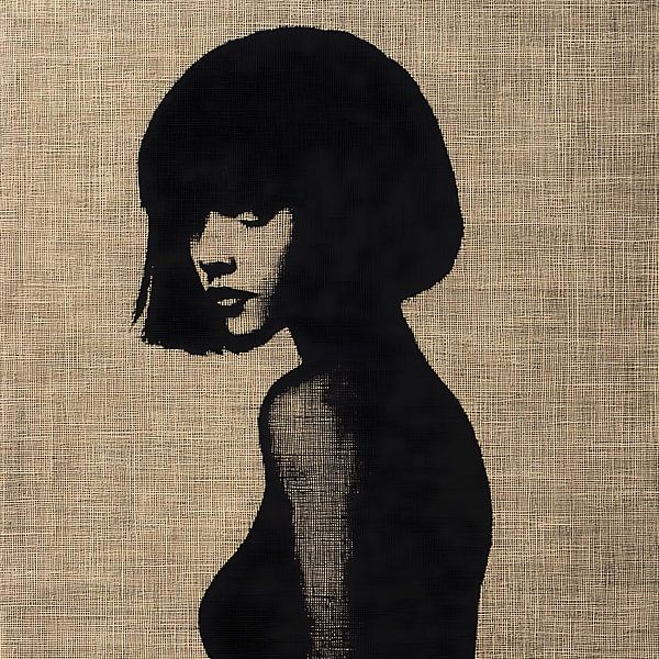 Silhouette abstraite d'une Française avec un bob français élégant par Lauri Creates