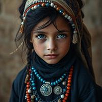 Une jeune fille berbère portant des vêtements traditionnels.