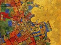 Stadtplan Doha | Weltstädte | Gold-Rot-Grün