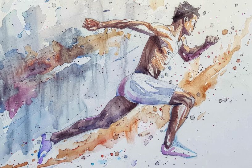 Drawing, watercolour, sports, running by Peter Pen Drawings and Paintings