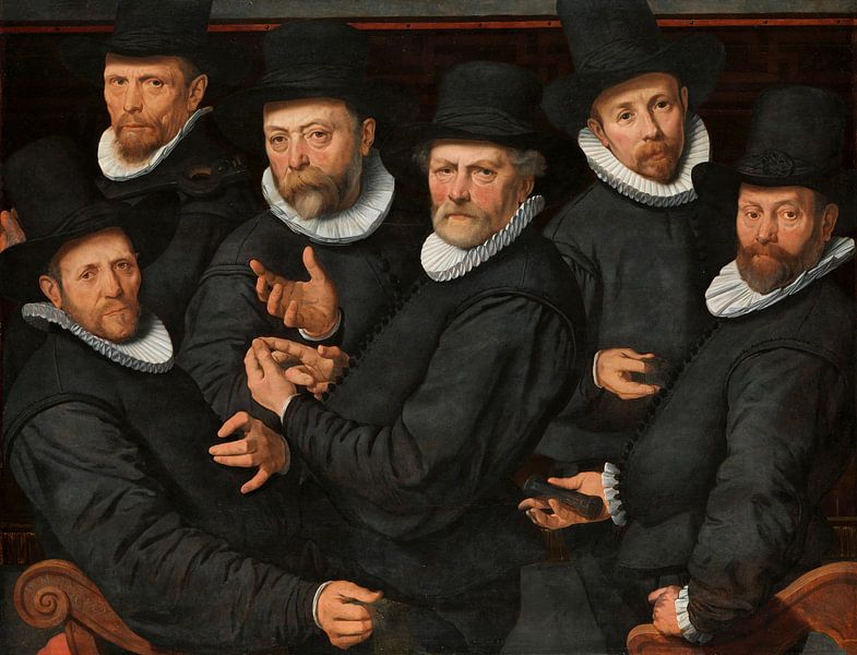 Six aubergistes de la toile, Pieter Pietersz. par Des maîtres magistraux