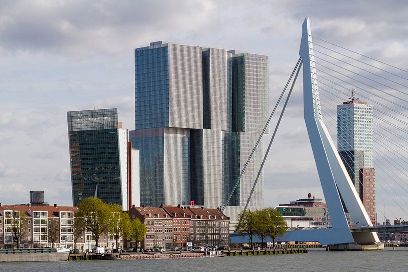 huizen Noordereiland met De Rotterdam en Erasmusbrug par Martin Hulsman