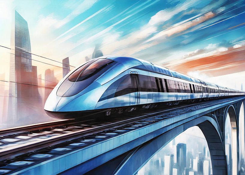 Hochgeschwindigkeitszug in voller Fahrt von Kees van den Burg