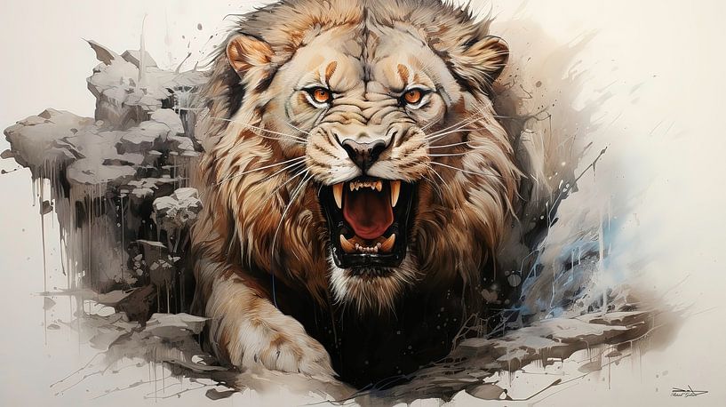 drawing of a lion by Gelissen Artworks