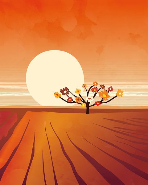 Ein blühender Baum bei Sonnenuntergang von Tanja Udelhofen