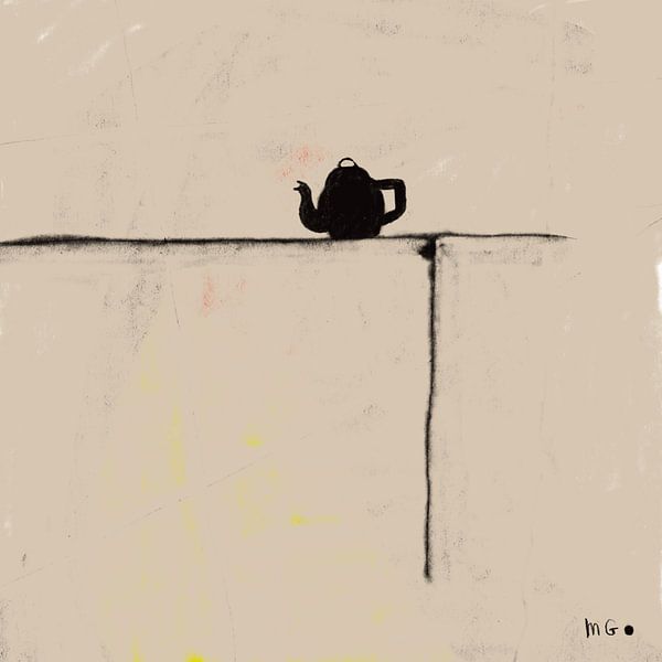 Een “dun” tafeltje 2, theepot, gezelligheid, wacht op bezoek. van Martin Groenhout