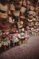 Colourful baskets and bags in the souk