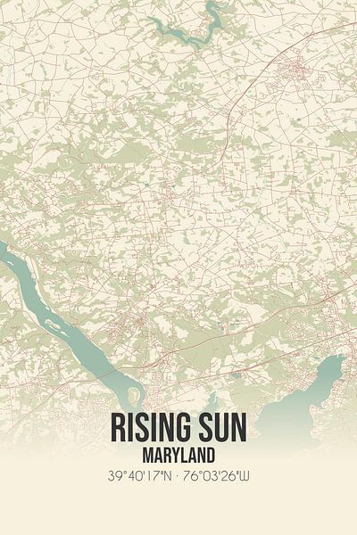 Alte Karte von Rising Sun (Maryland), USA. von Ortsdrucke