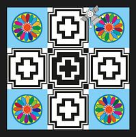 Anunnaki Cross UFO Blue Black & White Multicolor
