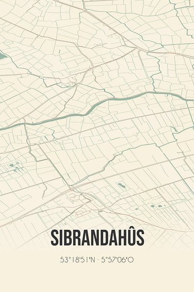 Alte Karte von Sibrandahûs (Fryslan) von Ortsdrucke