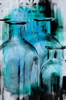 Digital painting, bottles in shades of blue.