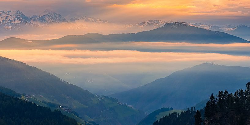 Panorama of a sunrise in the Dolomites by Henk Meijer Photography