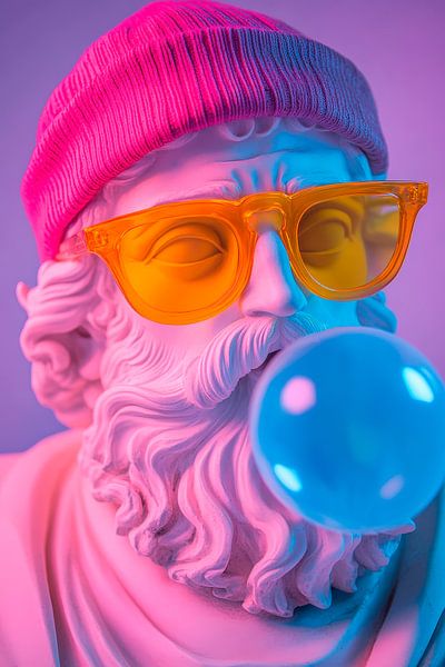 Statue moderne avec une bulle de chewing-gum par Poster Art Shop