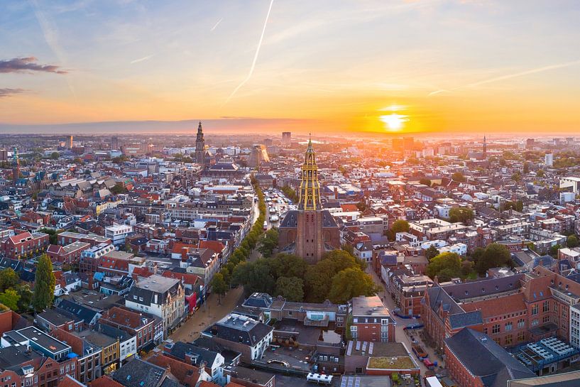 Sunrise over Groningen City by Droninger