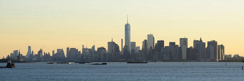 Ligne d'horizon de Manhattan le matin, vue de Staten Island, panorama par Merijn van der Vliet
