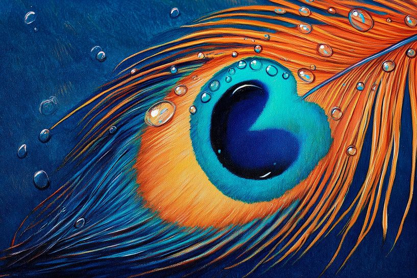 Plume de paon avec goutte d'eau par Poster Art Shop