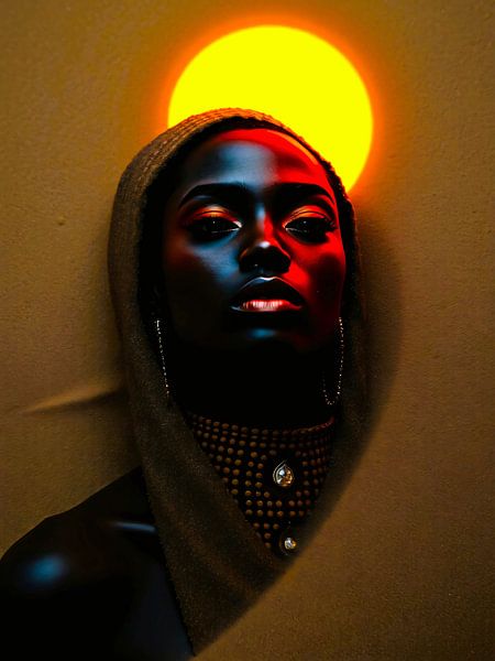 La beauté africaine dans le sable et le soleil par A.D. Digital ART