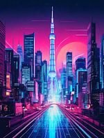 Synthwave Stad Skyline Neon