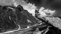 View of the mountains of Nepal in the Himalayan Mountains on the way to Mount Everest
