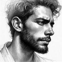 Mann Europa gezeichnet schwarz und weiß 5