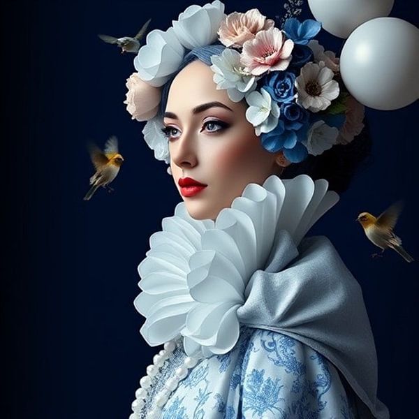 Delft blue portrait woman vogue. by J.a Dijkstra