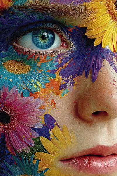 woman with floral print by Egon Zitter