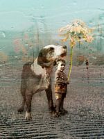 Beste Freunde, ein Kind mit seinem Hund