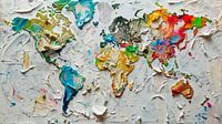 Abstrakte Weltkarte – Farbenfrohe Impasto-Malerei