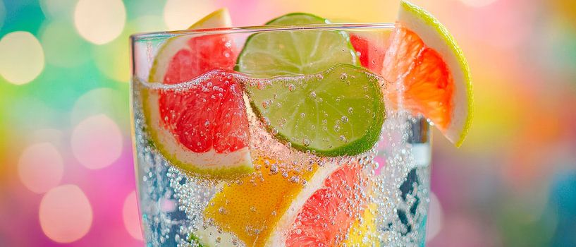 Erfrischendes Sprudelgetränk mit Früchten von Poster Art Shop