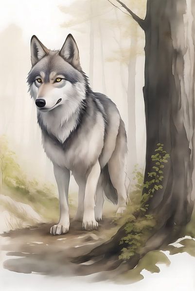 A young wolf in the forest by DeVerviersBelgium