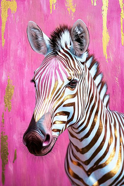 Zebra in Rosa und Gold von Art & Soul Creations