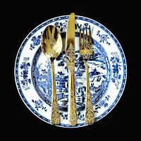 Delfts Blauw, Chinees blauw wit porselein met goud bestek