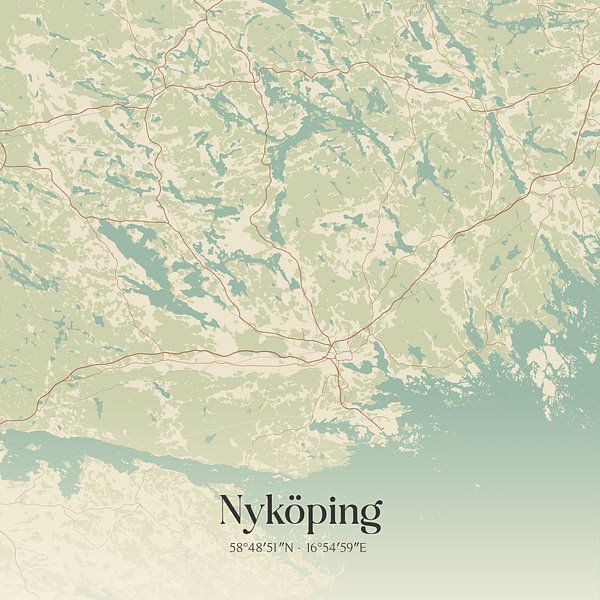 Carte ancienne de Nyköping, Suède. par Affiches de lieux