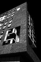 Architecture bâtiment Doornroosje Nijmagen en noir et blanc