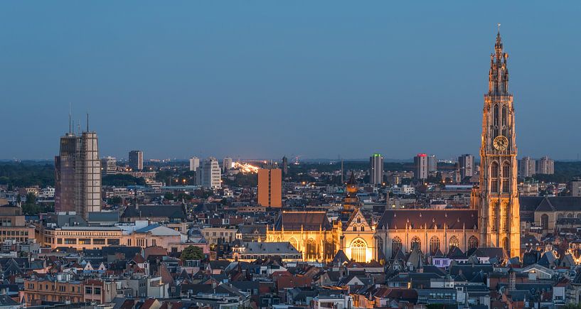 Die Stadt Antwerpen bei Nacht (Panorama) von MS Fotografie | Marc van der Stelt