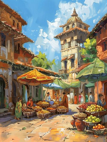 Lively market scenes by Christian Ovís