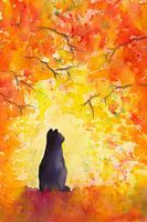Cat in fall foliage