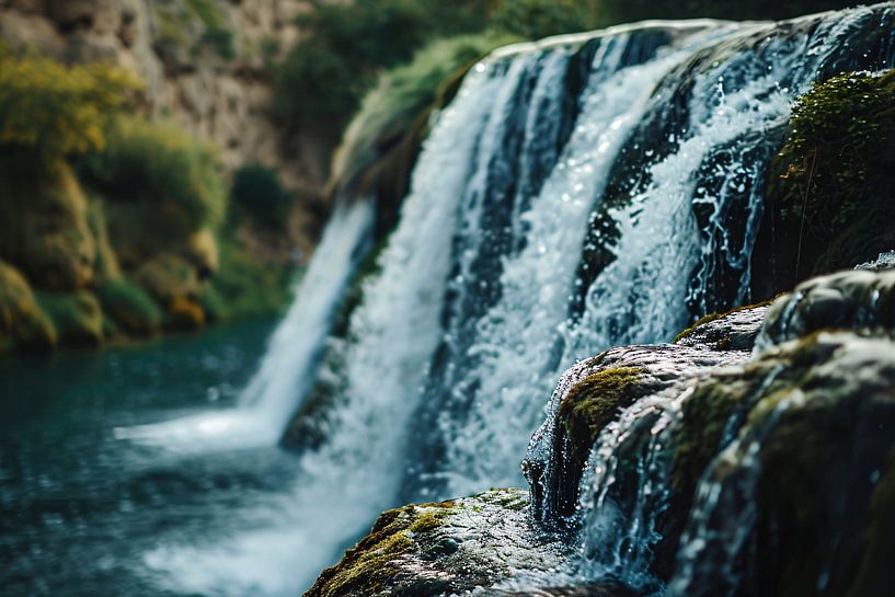 Wasserfall fließt über Felsen in natürlicher Umgebung von Imperial Art House