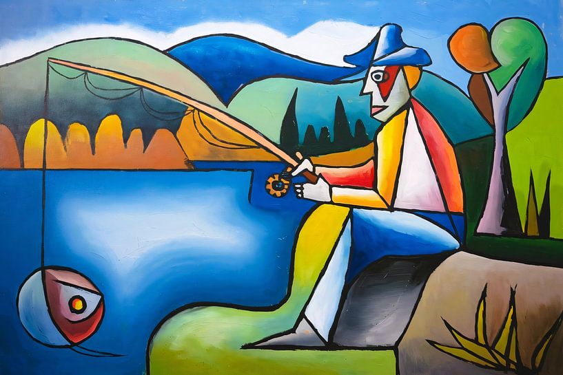 Bunte Angler am See von Art & Soul Creations