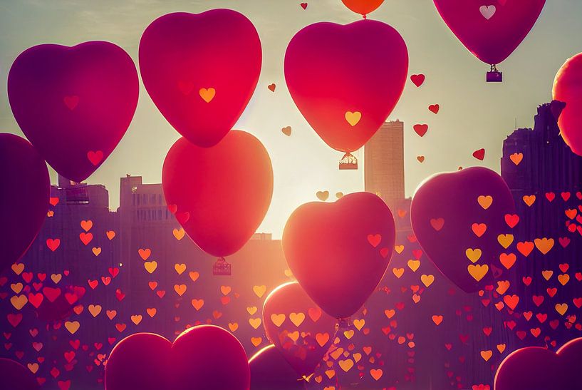 Valentinstag Hintergrund mit Herzballons,  Art Illustration von Animaflora PicsStock