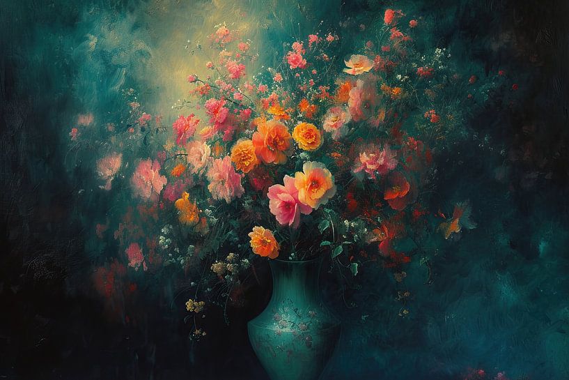 Blumenstillleben Neon | Floral Ember Illusion von Kunst Laune