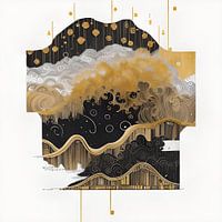 Abstract Graphic Mountain and Cloud Landscape